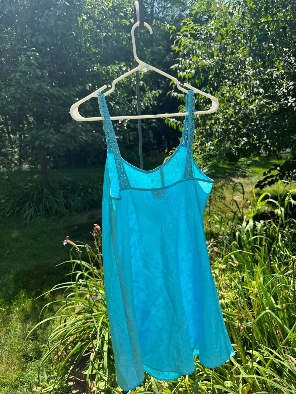 Blue Lace-Trim Chemise Nightdress